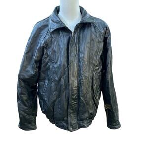 Vintage JD Italian Leather Design Mens Black Leather Jacket Size XXL